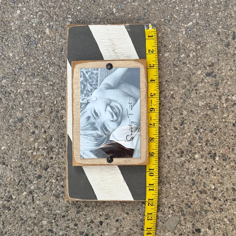 Striped Gray and White Wood Distressed Photo Frame
